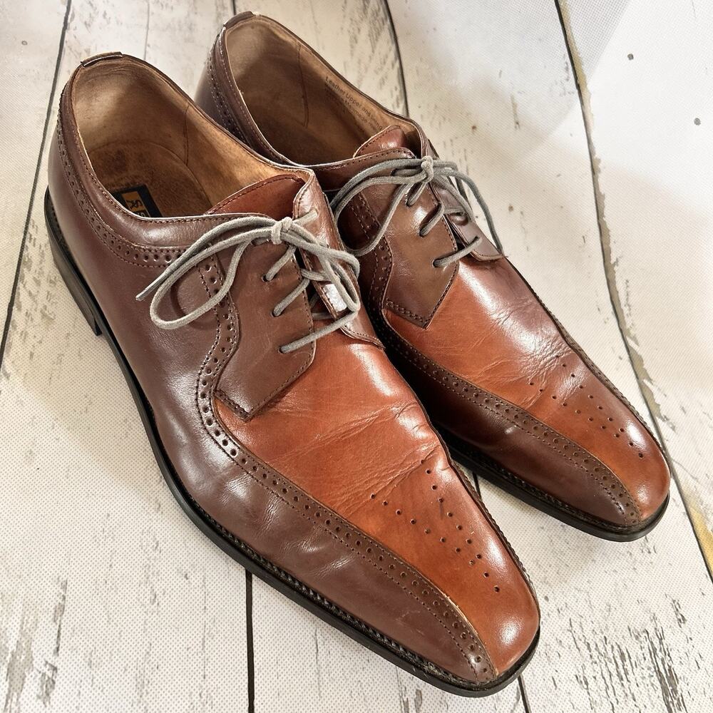 Sz 14 Stacy Adams Brown Leather Oxford Lace Up Dress Shoes 14 M 24189-14